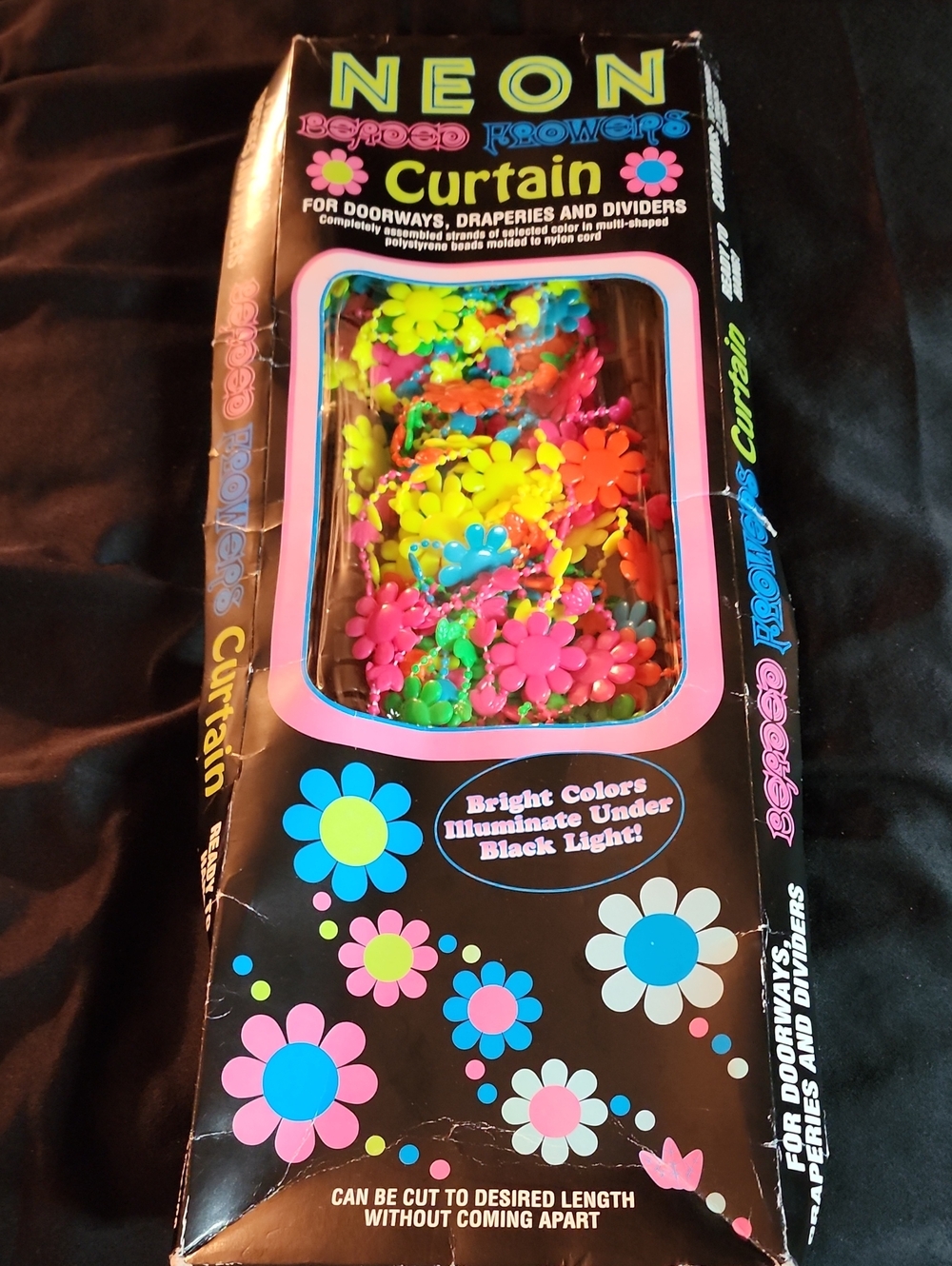 Neon Beaded Flowers Curtain – Multicolor